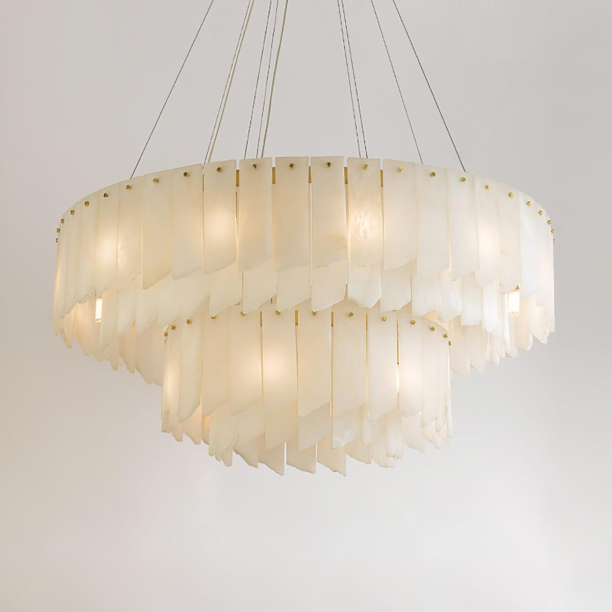 Alabaster Cascade Tiered Chandelier 22.4"-47.2"