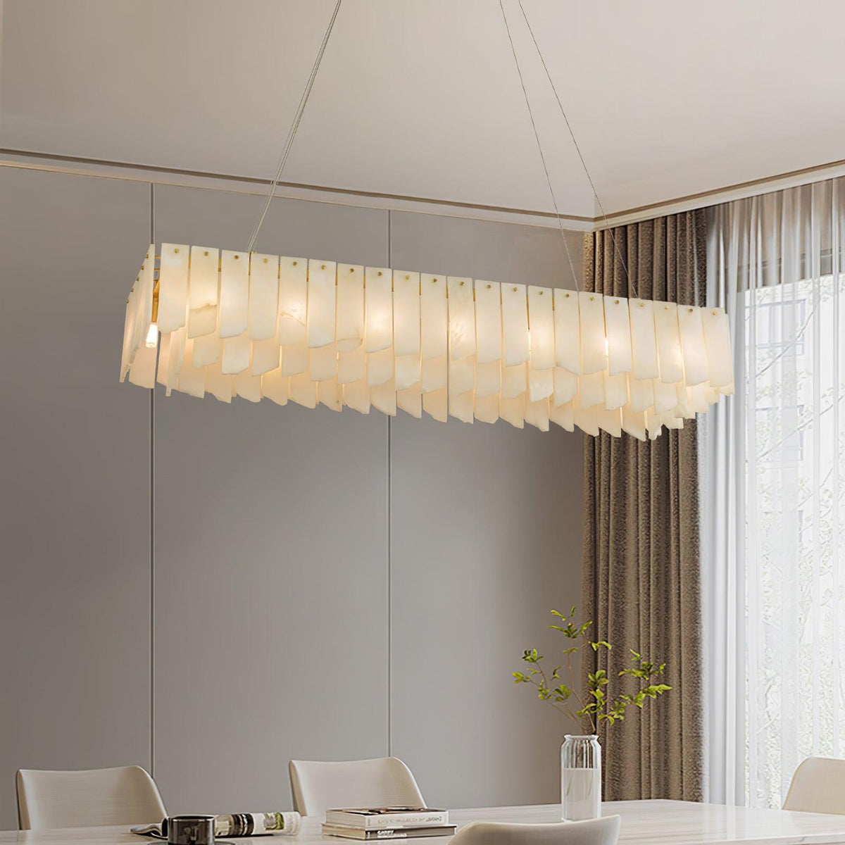 Alabaster Cascade Tiered Chandelier 22.4"-47.2"