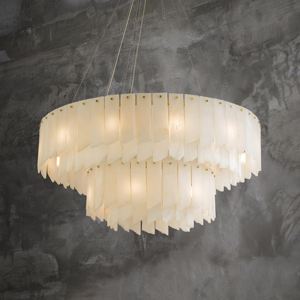 Alabaster Cascade Tiered Chandelier 22.4"-47.2"