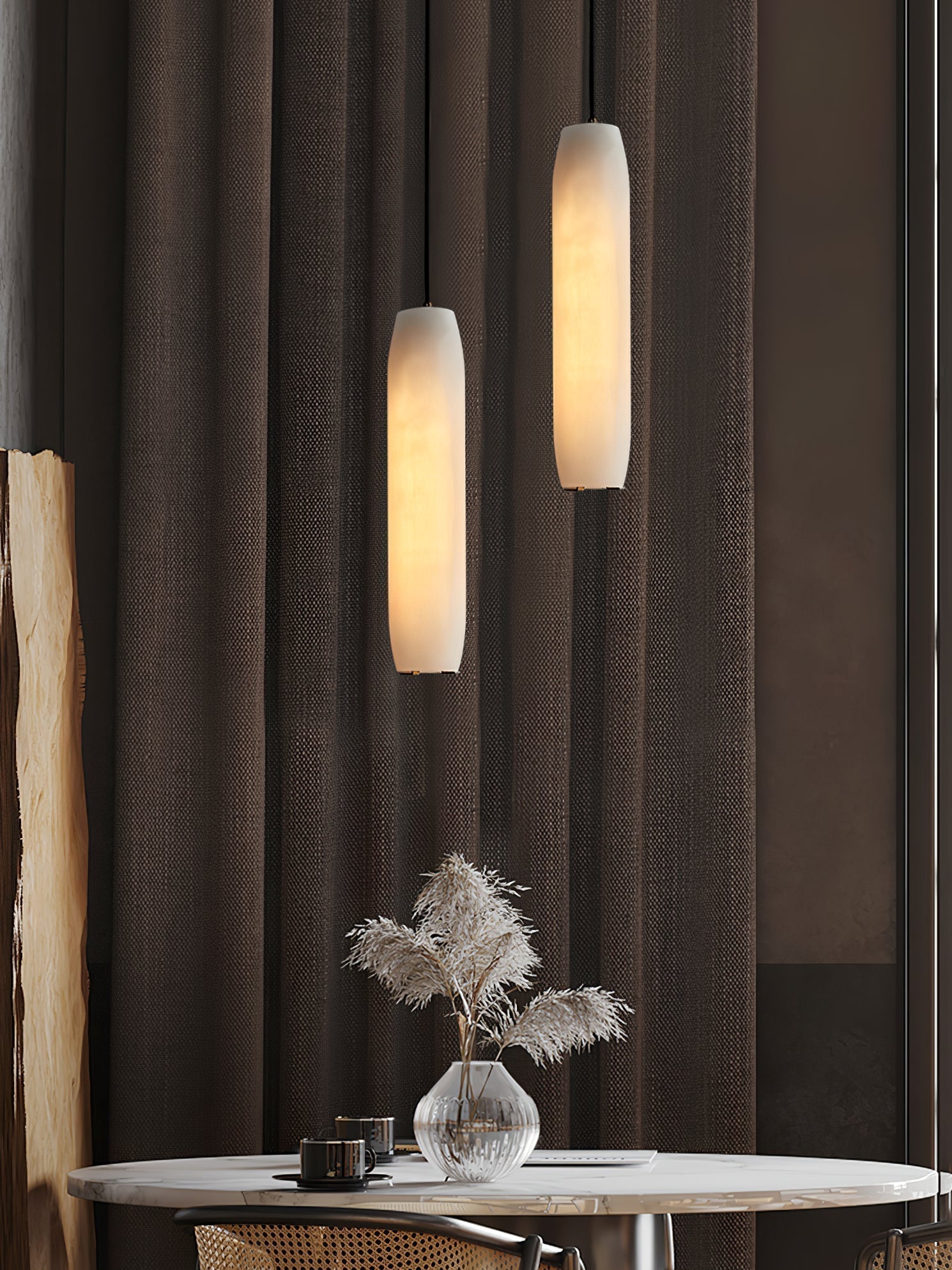 Alabaster Flute Pendant Light