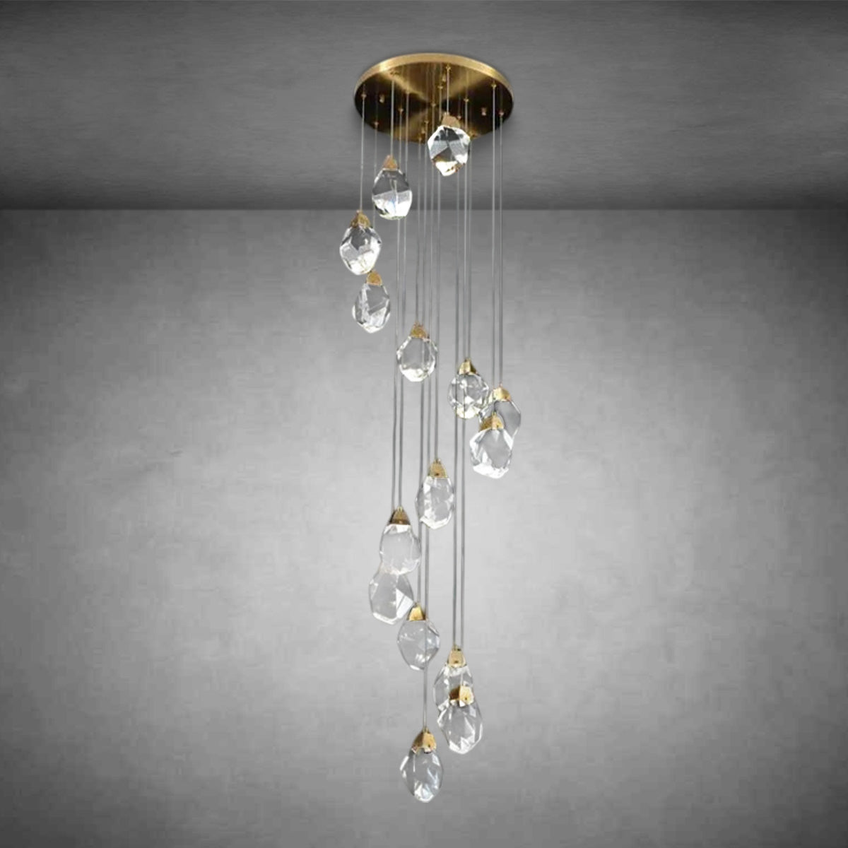 Alan 24 Lights Staircase Crystal Chandelier, Modern Long Chandelier Lighting