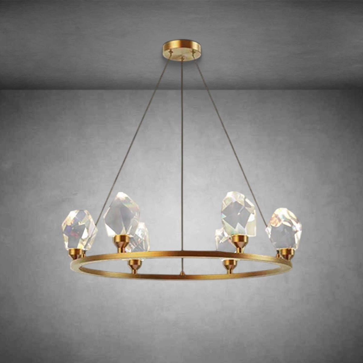 Alan Round Crystal Chandelier for Living Room Bedroom Dining Table
