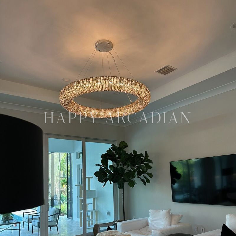 Amber Luxury Crystal Smoke Round Chandeliers