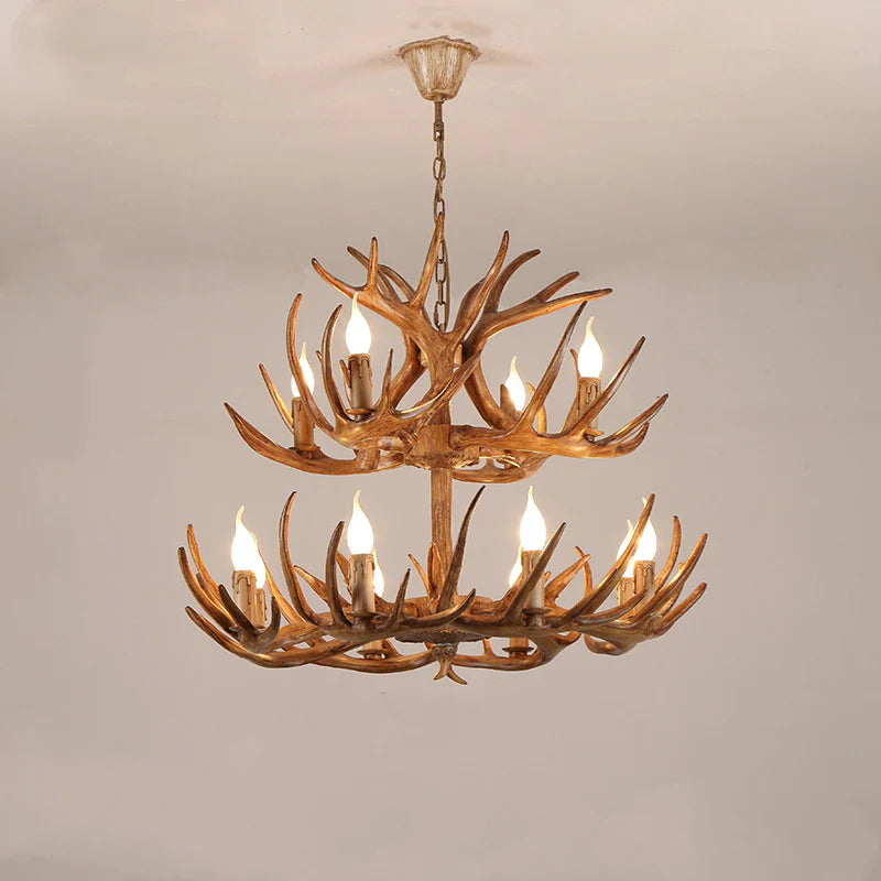 Affordable Vintage Rustic Resin Antler Candelabra Chandelier for Living Room / Restaurant / Cafe / Bar