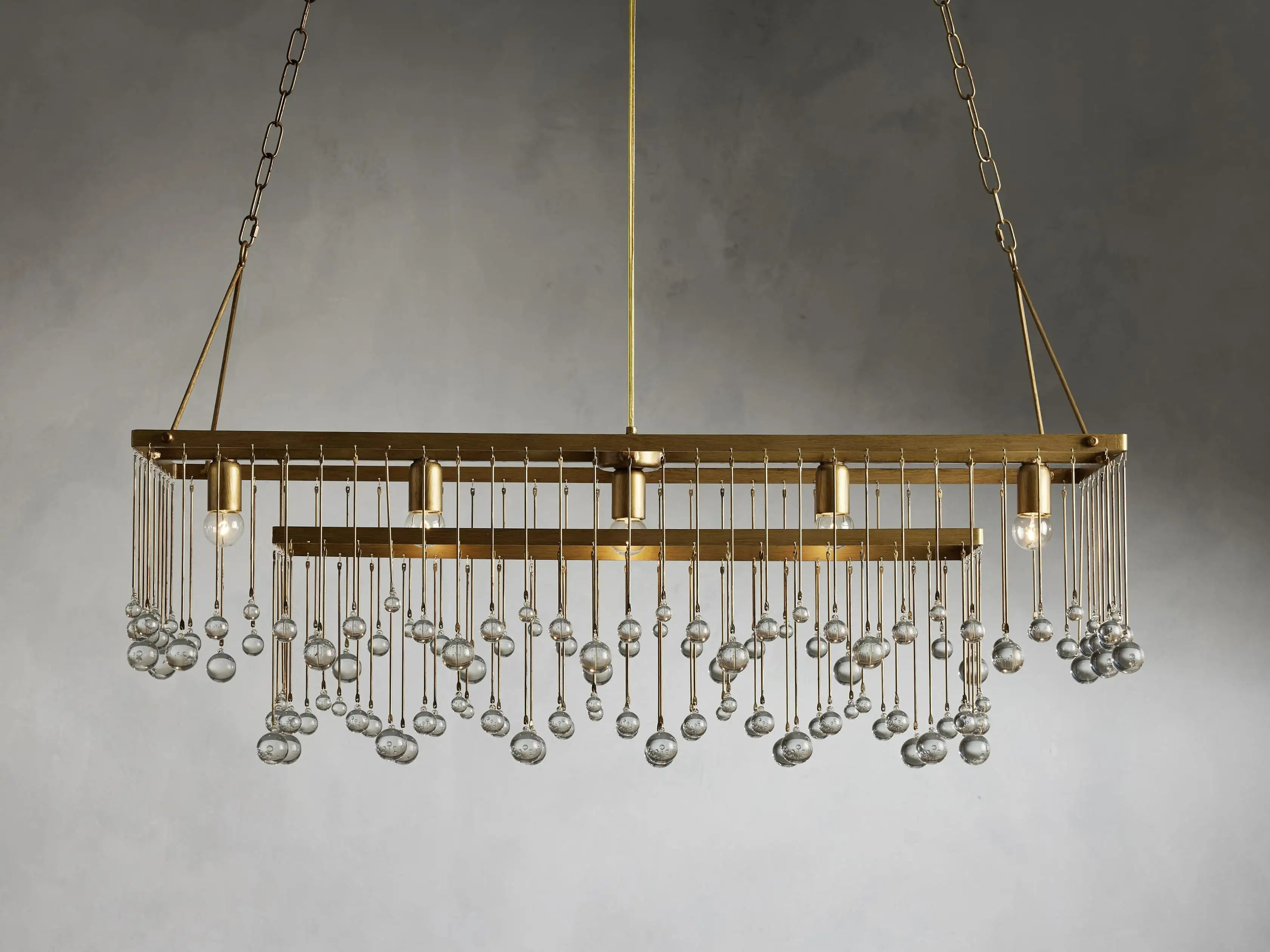 Crystal Ball Aubrey Rectangular Chandelier 47'' 60''