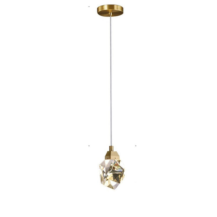 JC Faceted Crystal Masonry Pendant Light, Brass