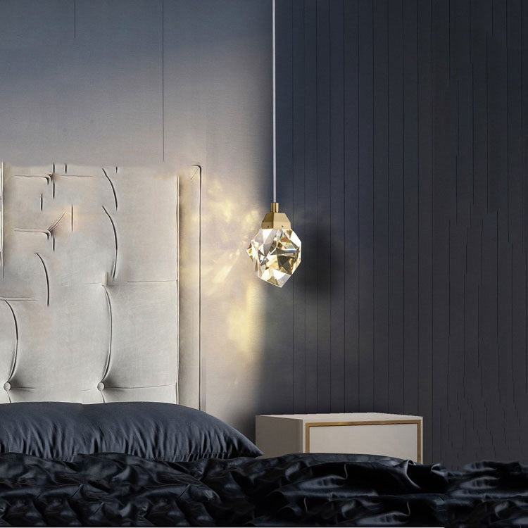 JC Faceted Crystal Masonry Pendant Light, Brass
