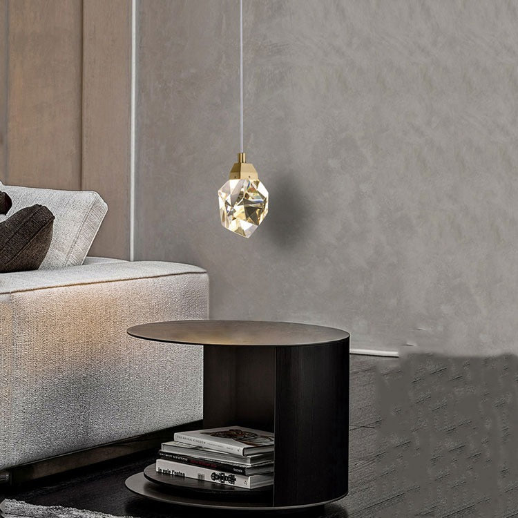 JC Faceted Crystal Masonry Pendant Light, Brass