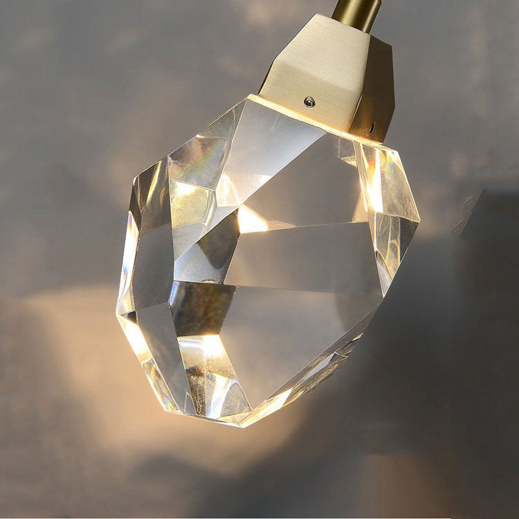 JC Faceted Crystal Masonry Pendant Light, Brass