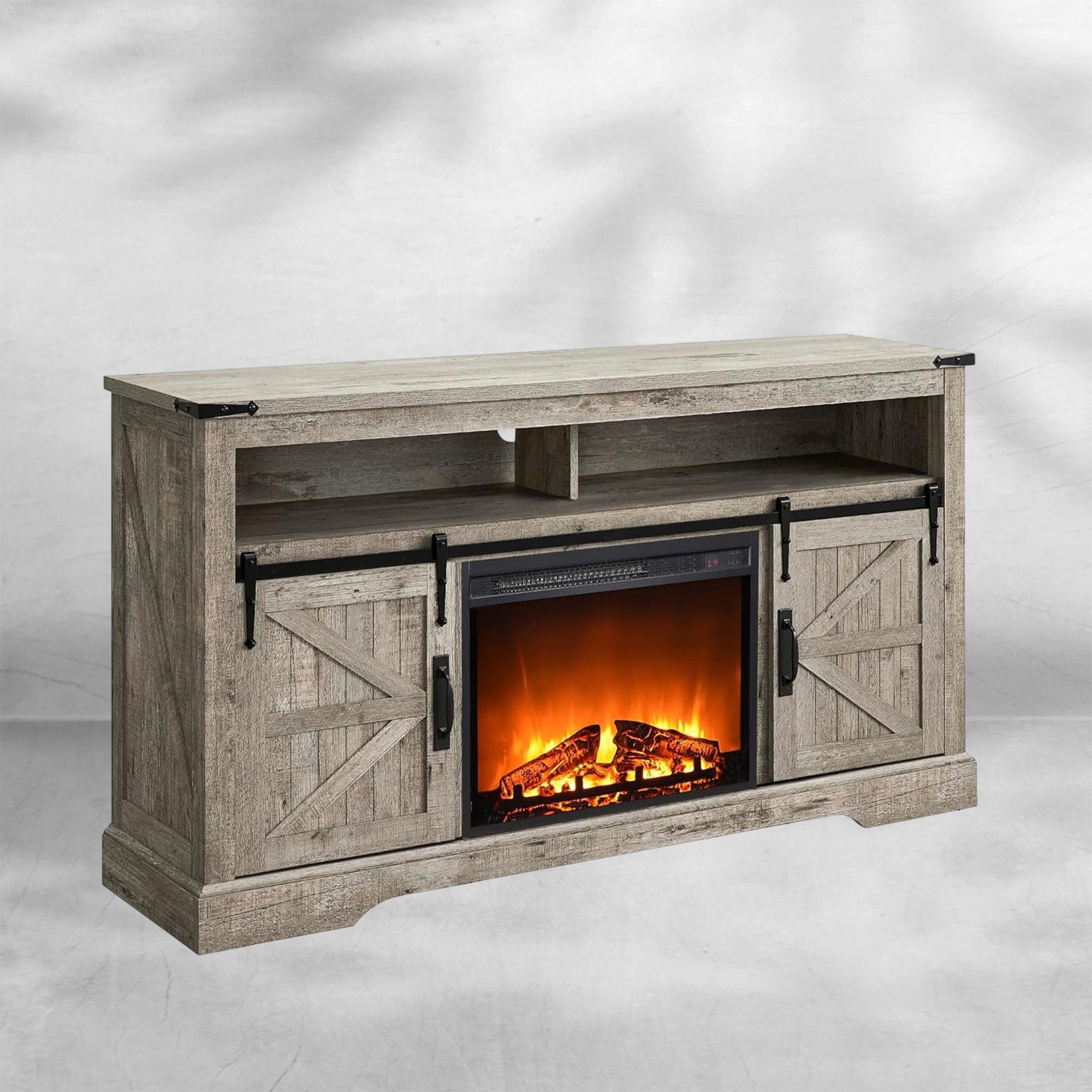 Fireplace TV Stand for 65+ Inch TV, Farmhouse Style