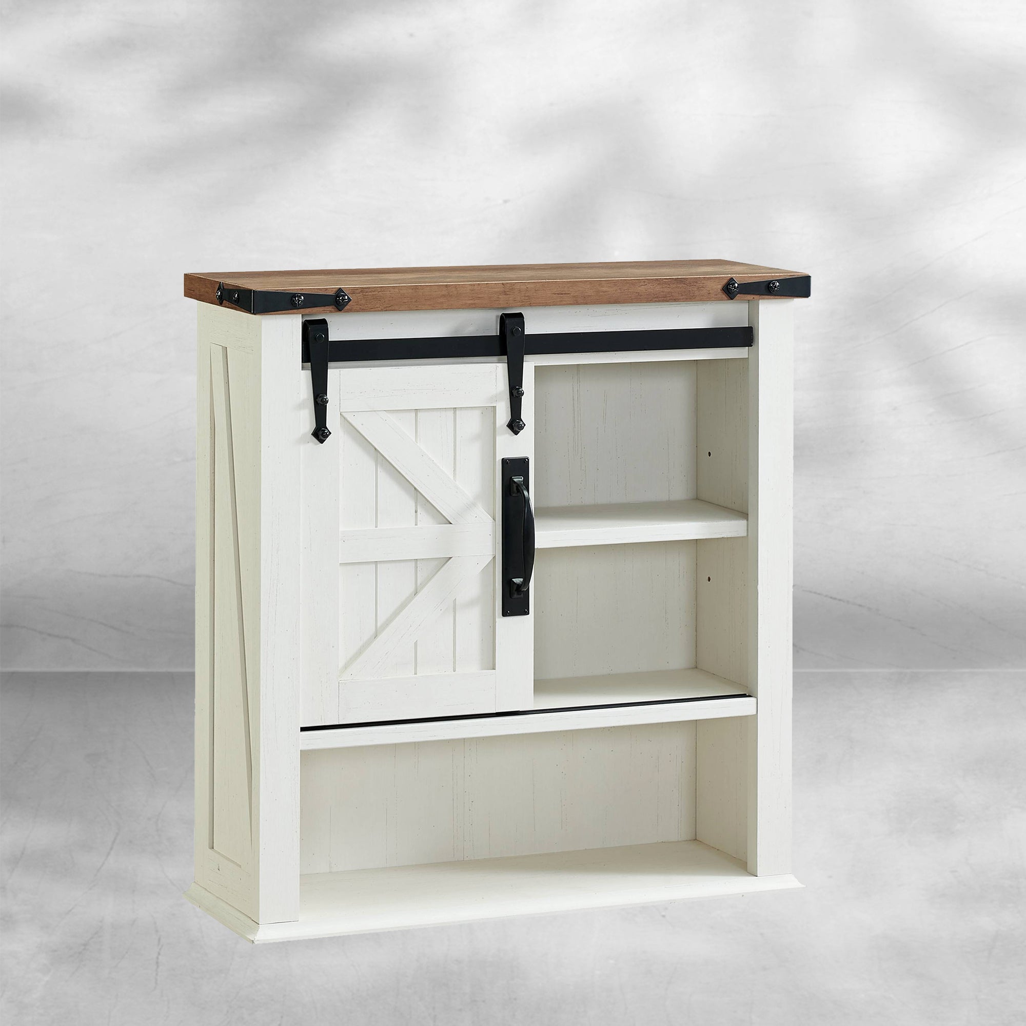 Farmhouse Bathroom Wall Cabinet with Sliding Barn Door