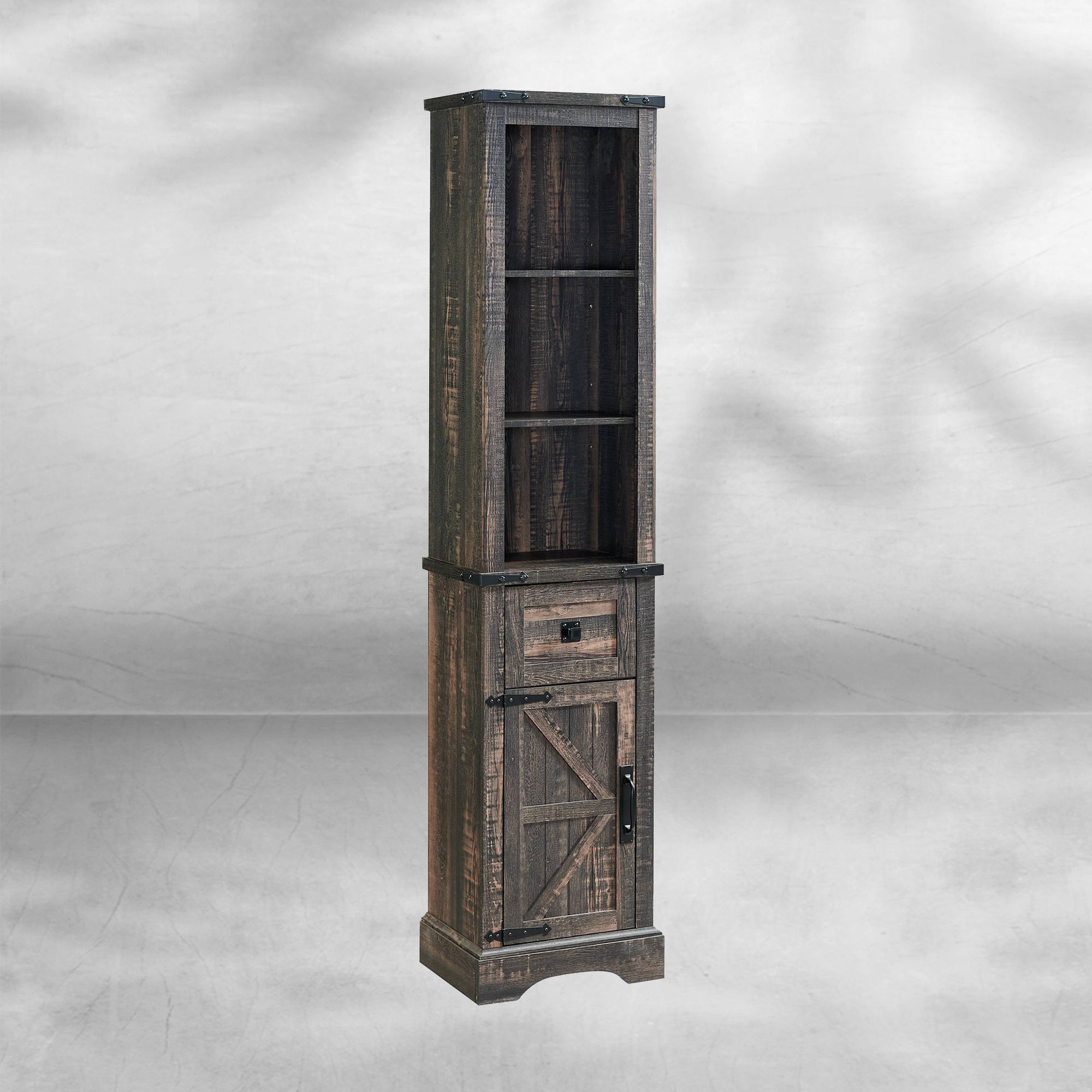Farmhouse Bathroom Storage Cabinet with Adjustable Shelves and Drawer