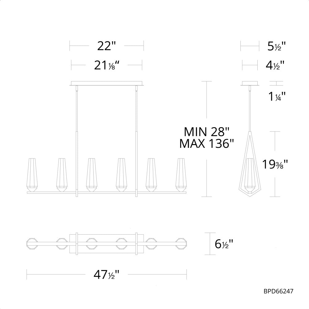 Devation Linear Chandelier 6 Light