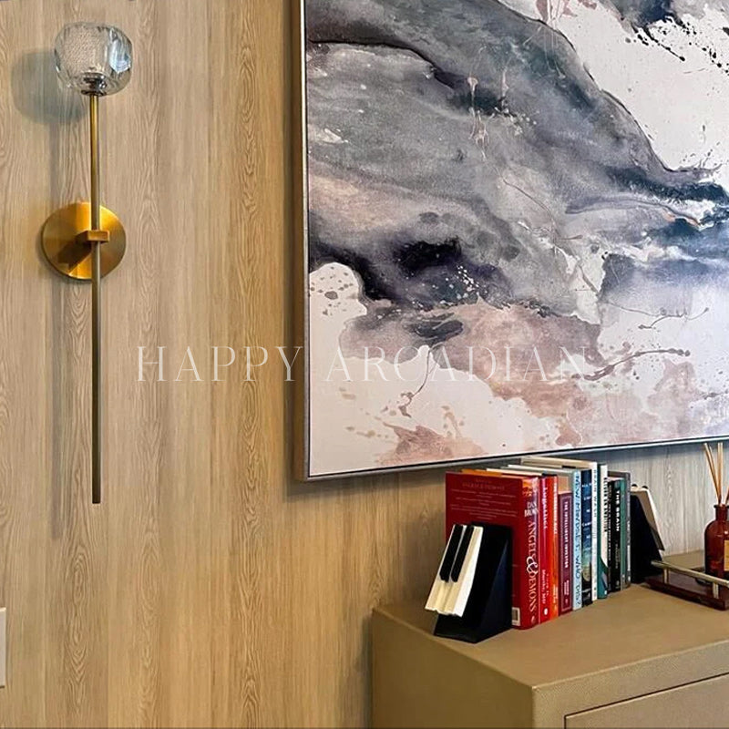 HA Bola De Long Style Clear Crystal Wall Sconces