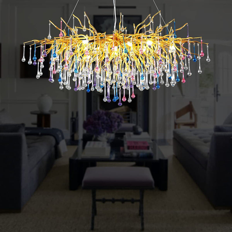 Doris Rain Crystal Branch Chandelier 45"L