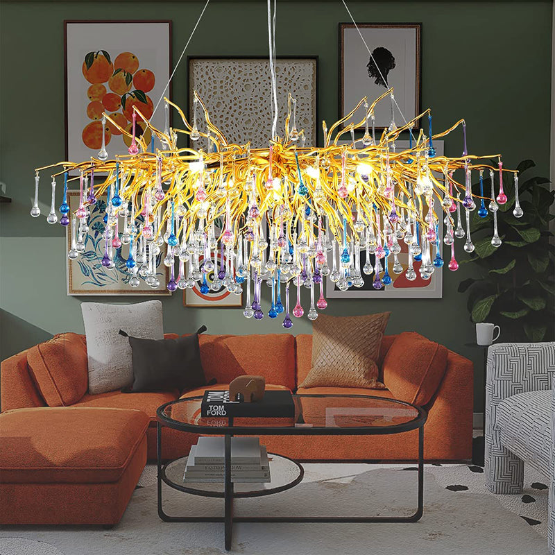 Doris Rain Crystal Branch Chandelier 45"L
