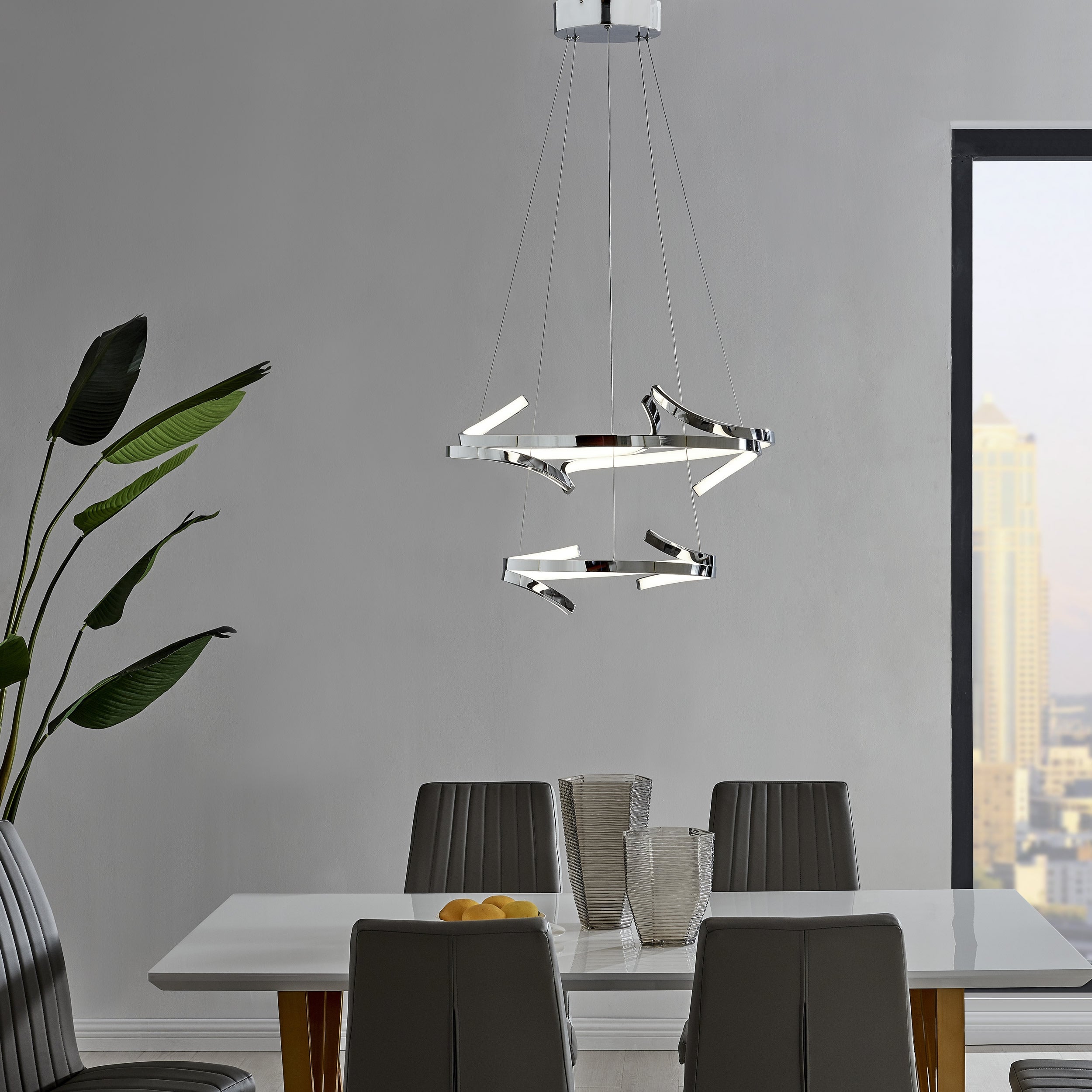 Beijing LED adjustable Round Chandelier Chrome