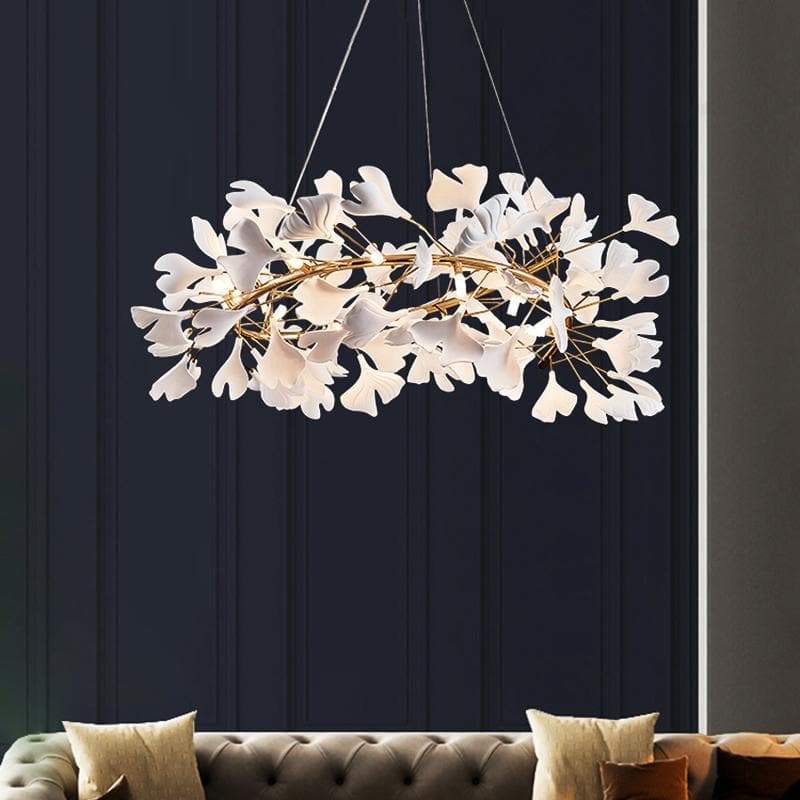 Ceramic Ginkgo Round Copper Chandelier