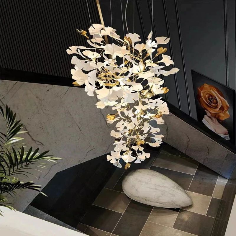 Gliss Ceramic Ginkgo Modern Chandelier for Living Room Bedroom Dining Room