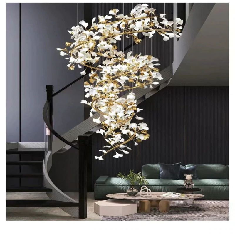 Gliss Ceramic Ginkgo Modern Chandelier for Living Room Bedroom Dining Room