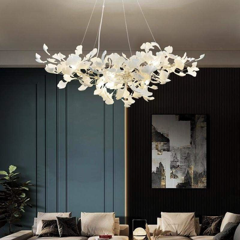 Gliss Ceramic Ginkgo Modern Chandelier for Living Room Bedroom Dining Room