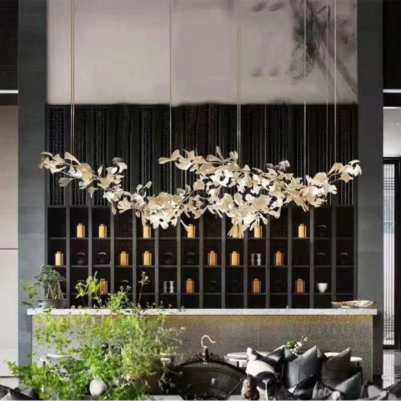 Gliss Ceramic Ginkgo Modern Chandelier for Living Room Bedroom Dining Room