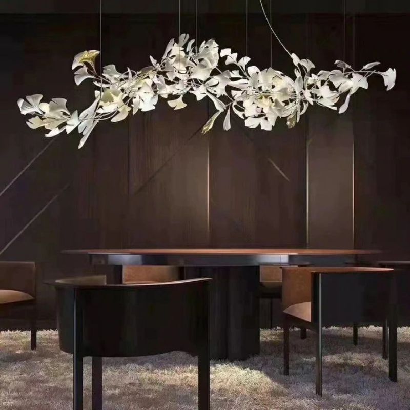 Gliss Ceramic Ginkgo Modern Chandelier for Living Room Bedroom Dining Room