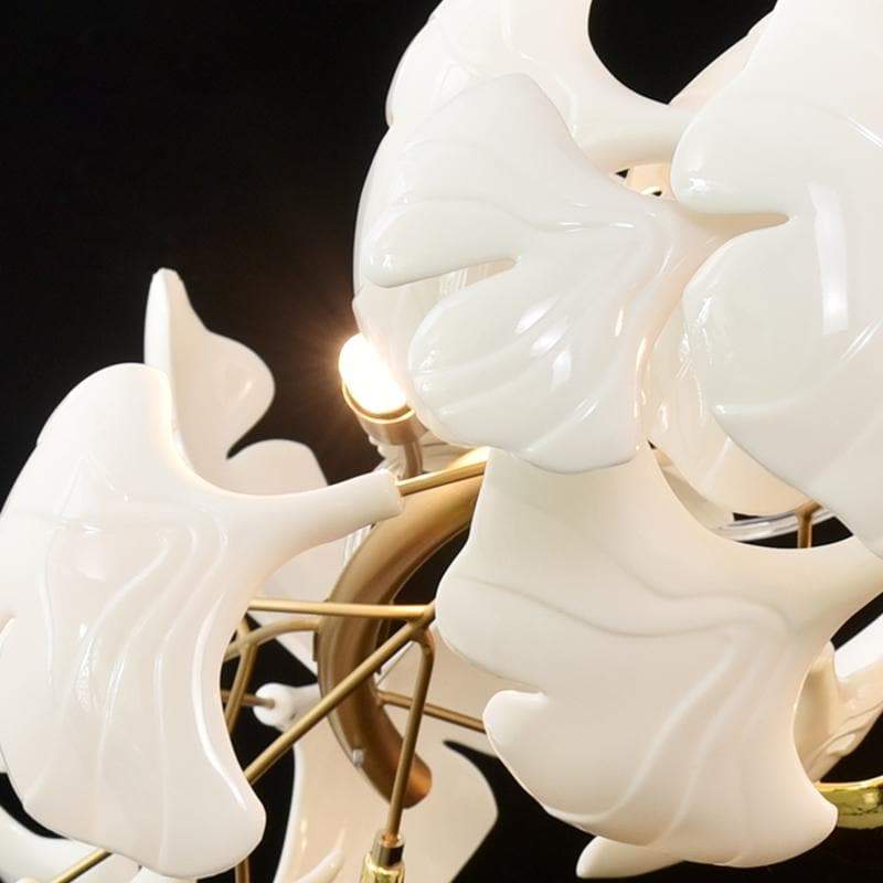 Gliss Ceramic Ginkgo Petal Branches-Shaped Chandelier(Round)
