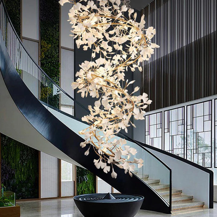 Gliss Ginkgo Staircase Long Branch Chandelier