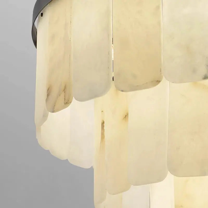 Alabaster Modern Multi-Tiered Round Chandelier