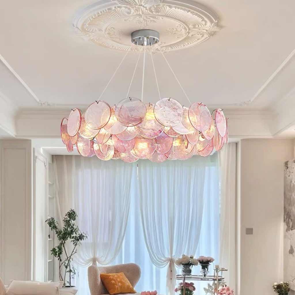 Murano Glass Disc Chandelier 35.4"