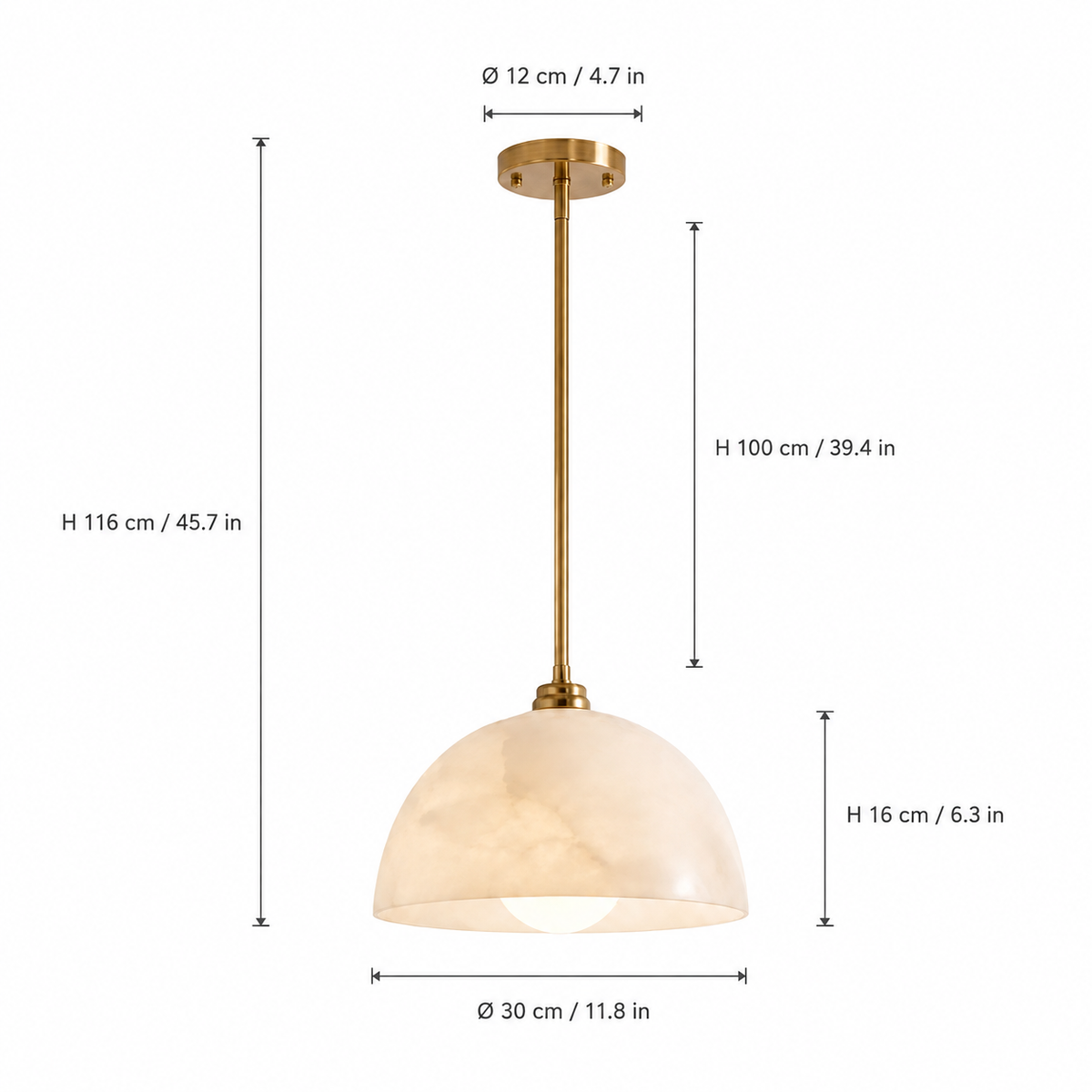 Celestine Vintage Marble Dome Mini Pendant Light 11.8"