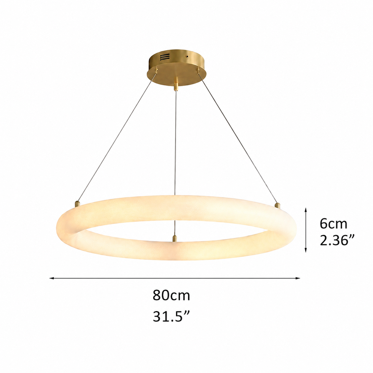 Orbisara Spanish Alabaster Minimalist Ring Pendant 23.6" 31.5"
