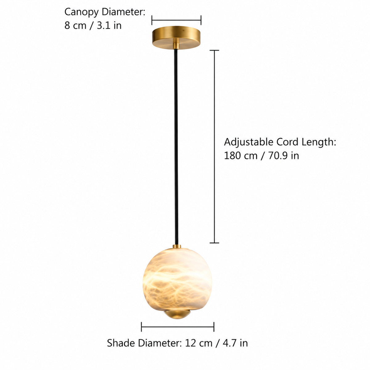 Orbelle Alabaster Globe Modern Pendant Light