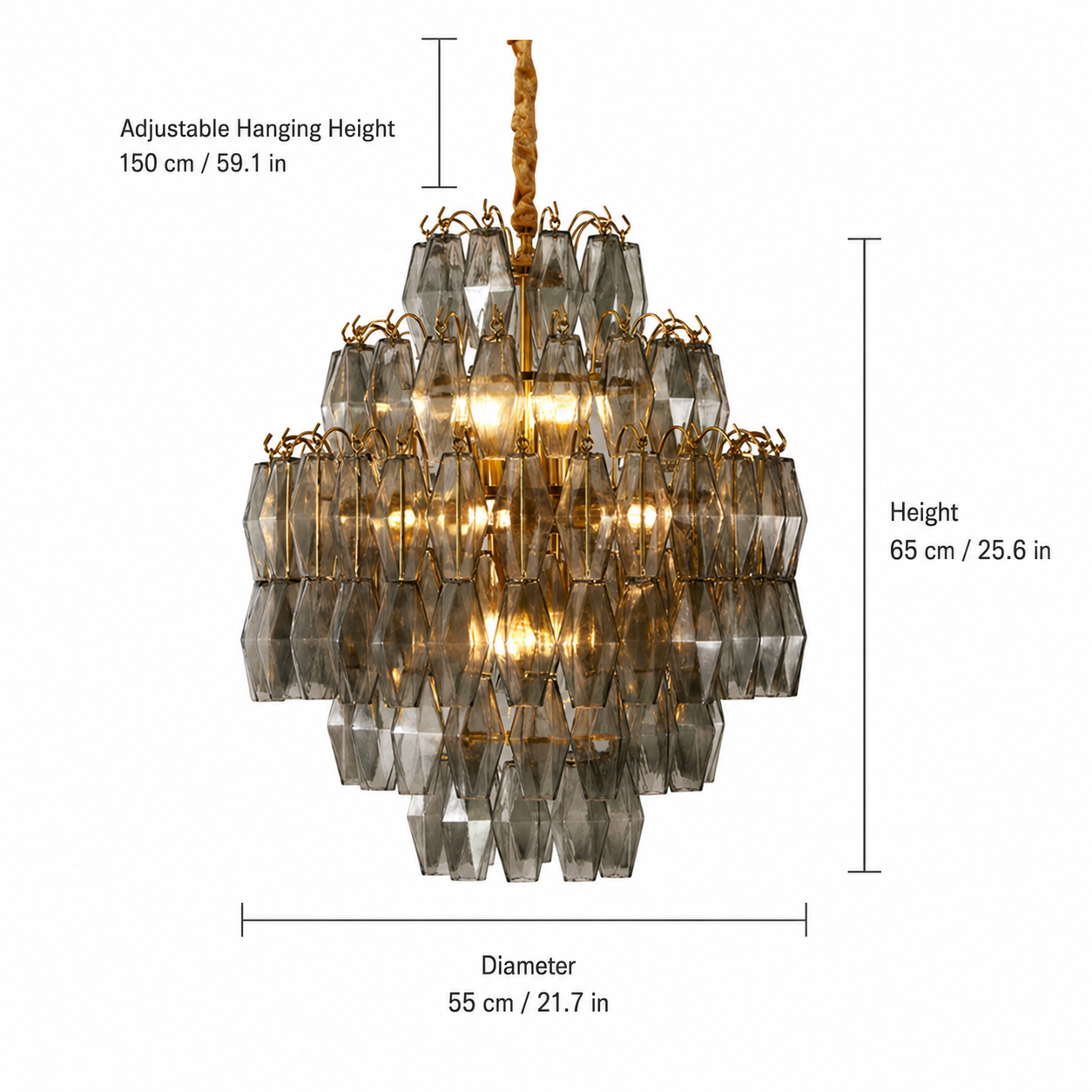 Virelle Cascade Artisan Murano Chandelier 21.7" 25.6"