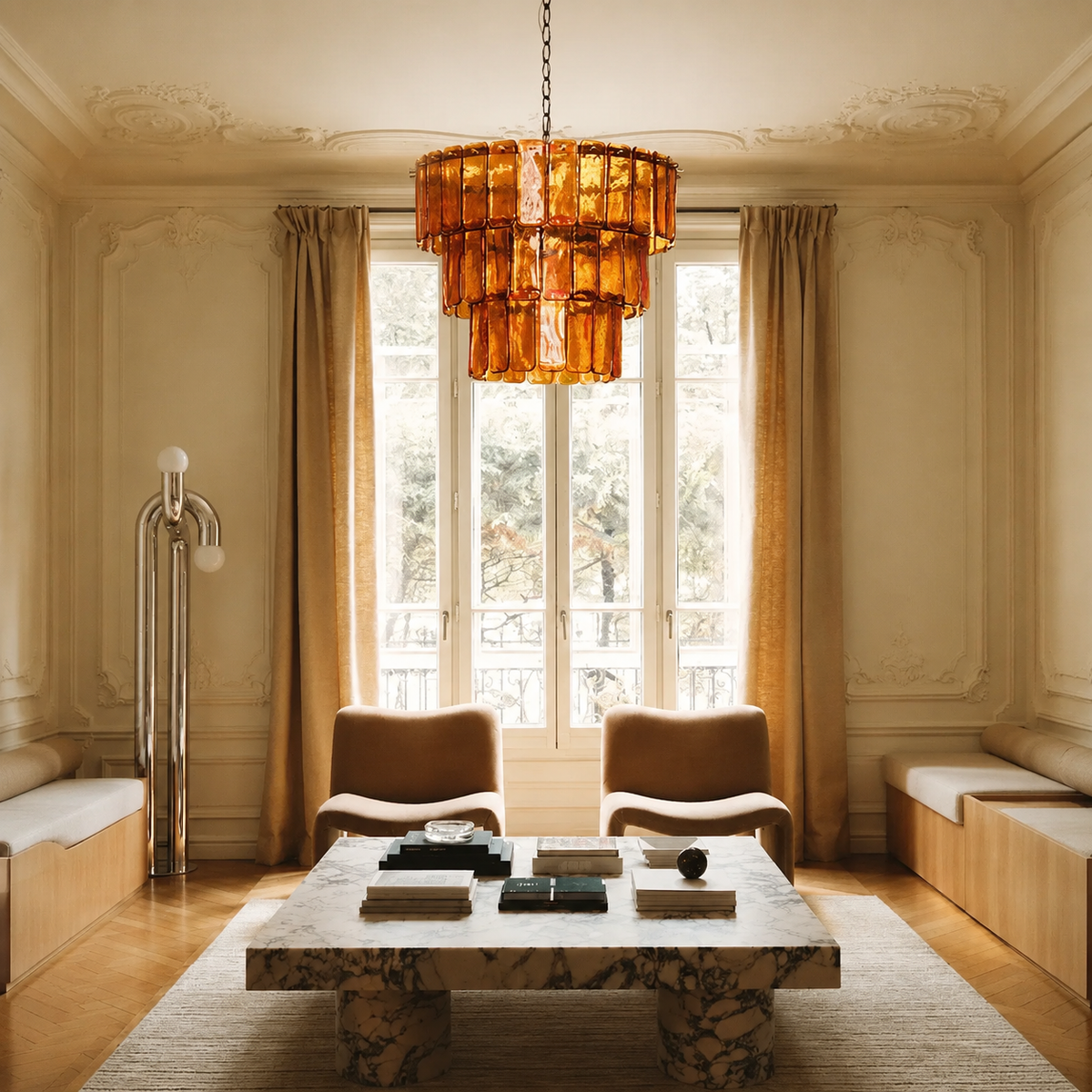 Solenne Ember Artisan Murano Chandelier