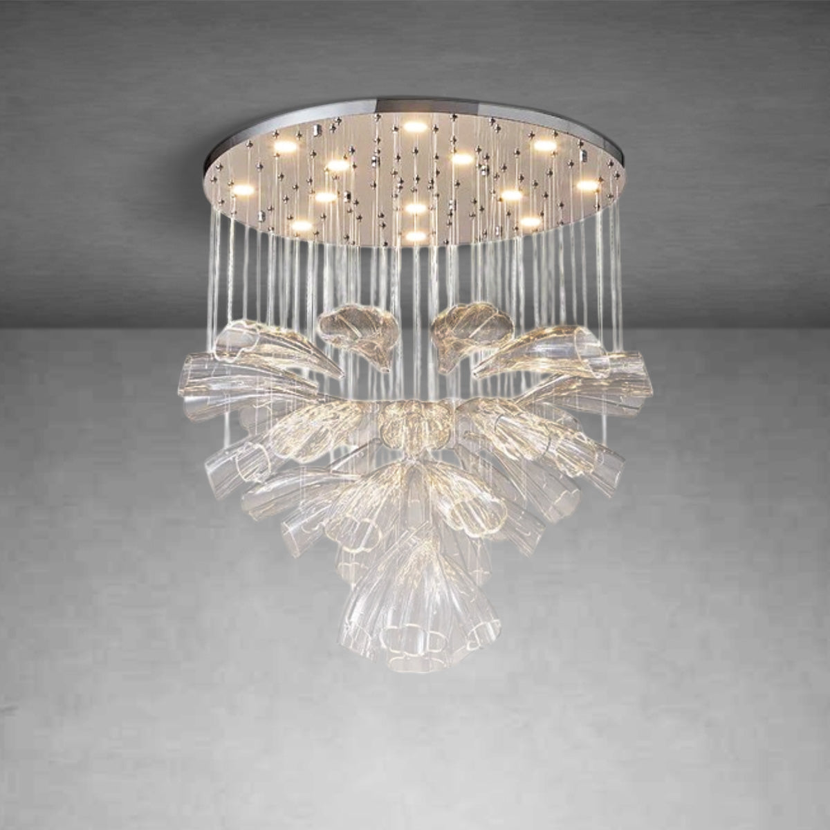 Christian Luxury Glass Lotus Hotel Hallway Stairway Chandelier