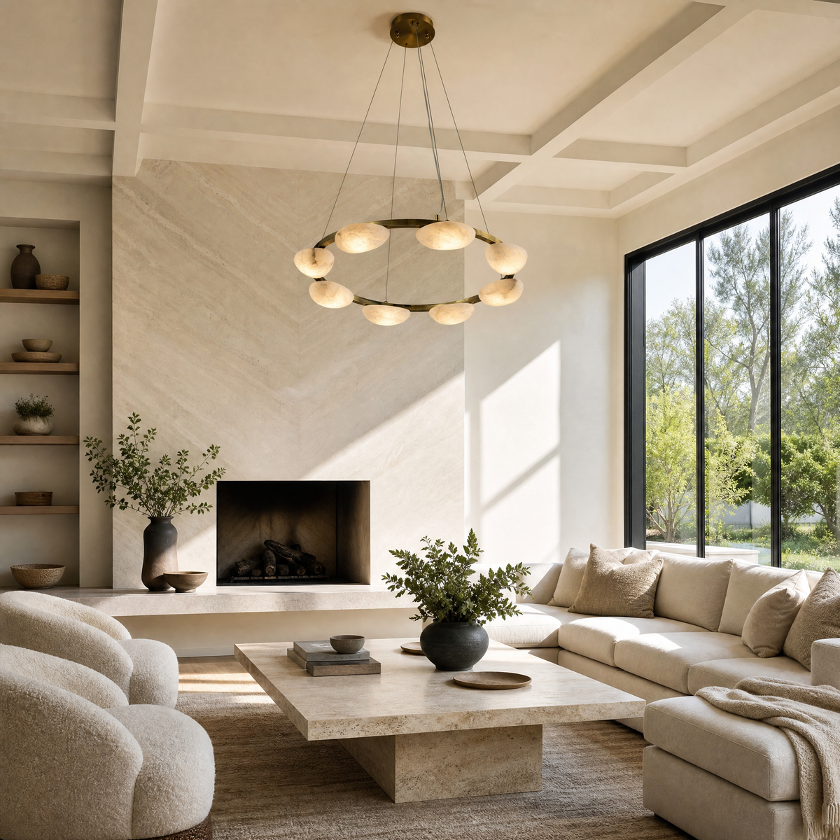 Ciottolo Modern Alabaster Ring Chandelier