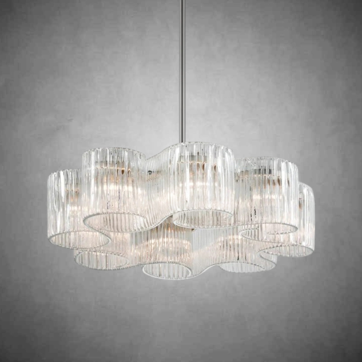 Circo 8 Light Pendant - Satin Silver Leaf