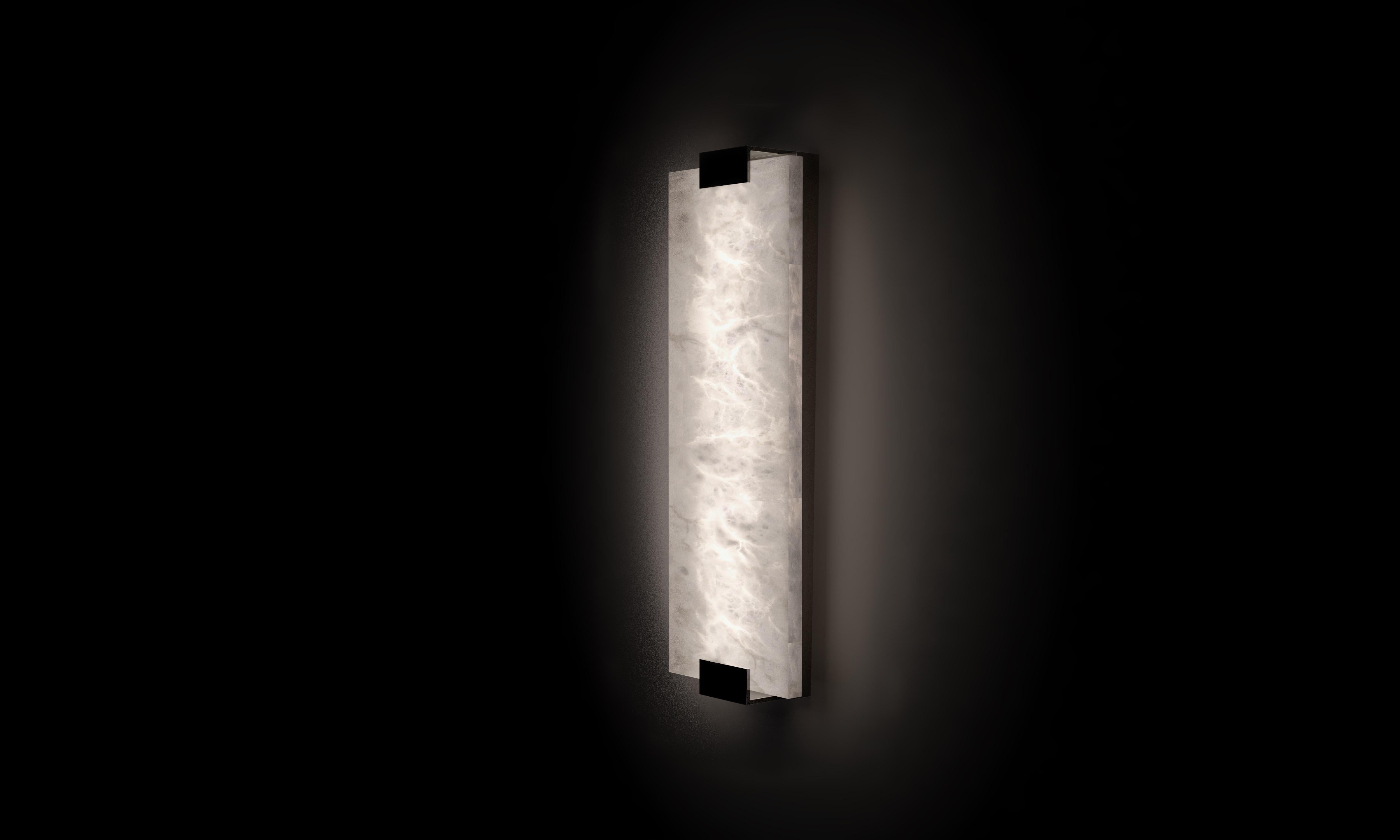 Alabaster Kairo Brass Wall Sconce with Warm White Glow