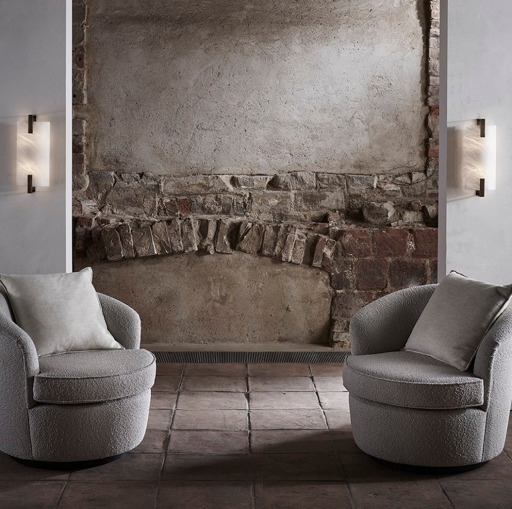 Garrett Alabaster Selene Luxury Wall Sconce with Brass Finish