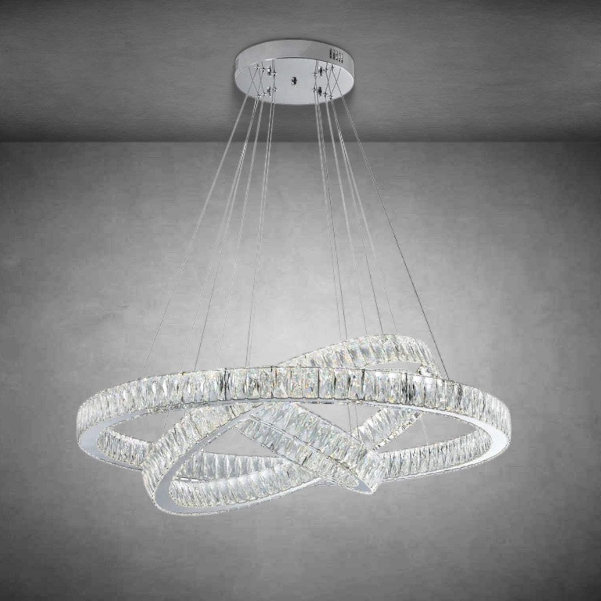 Crystal Elegance Three Ring Chandelier