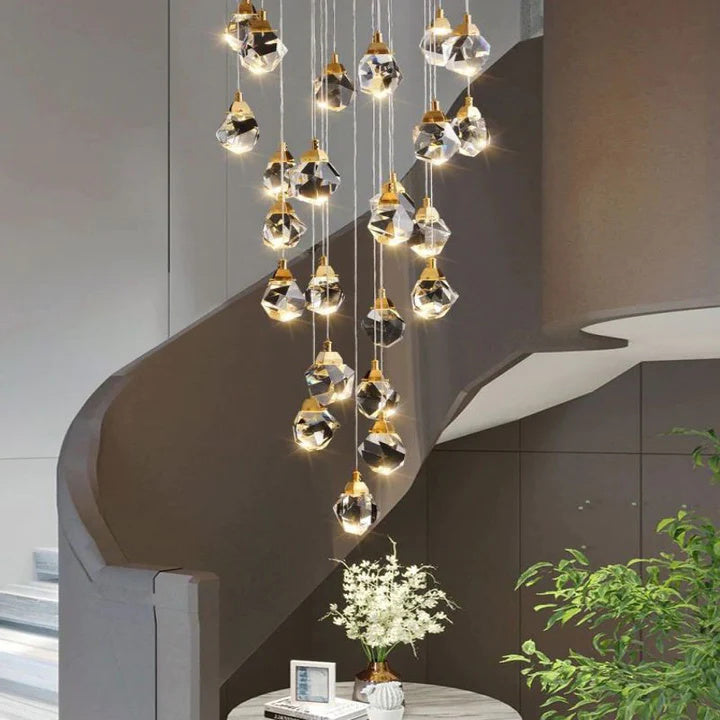 Alan 24 Lights Staircase Crystal Chandelier, Modern Long Chandelier Lighting
