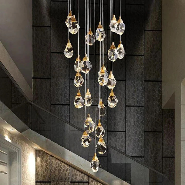 Alan 24 Lights Staircase Crystal Chandelier, Modern Long Chandelier Lighting