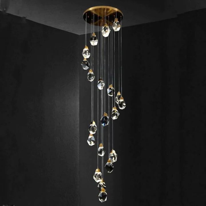 Alan 24 Lights Staircase Crystal Chandelier, Modern Long Chandelier Lighting