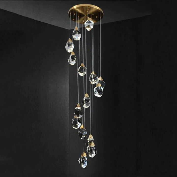 Alan 24 Lights Staircase Crystal Chandelier, Modern Long Chandelier Lighting
