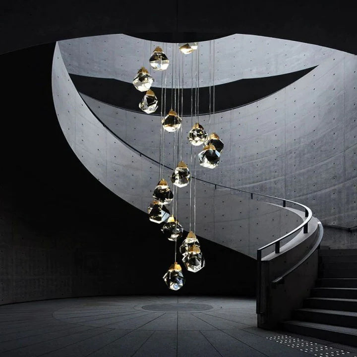 Alan 24 Lights Staircase Crystal Chandelier, Modern Long Chandelier Lighting
