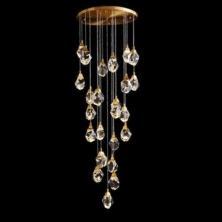 Alan 24 Lights Staircase Crystal Chandelier, Modern Long Chandelier Lighting