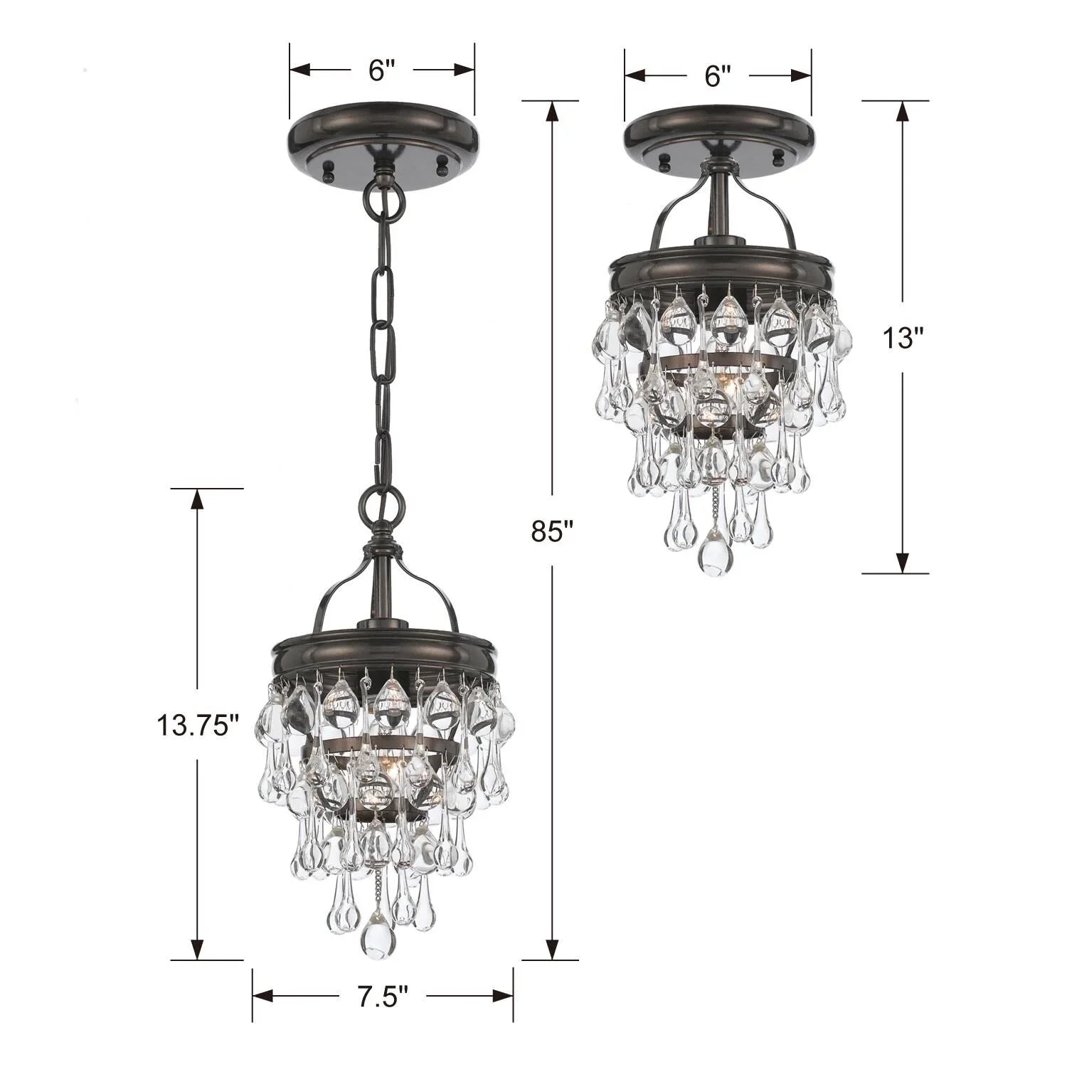 Crystorama Calypso 7 Inch Mini Chandelier Clear Crystal