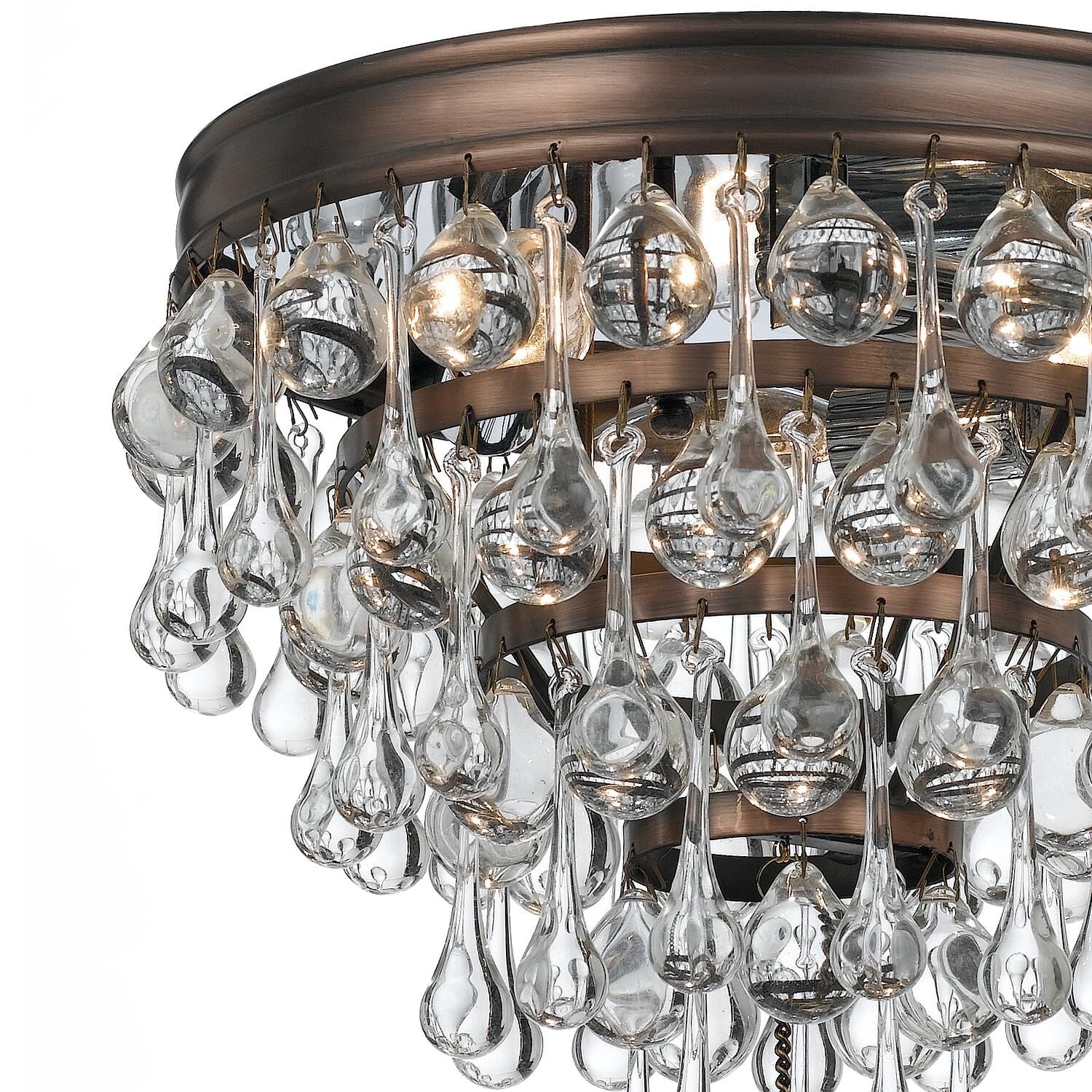 Calypso 10-Inch 3-Light Semi Flush Mount Crystal Chandelier